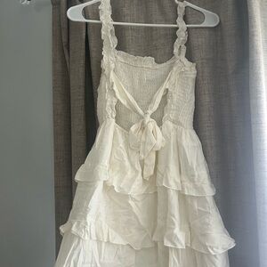 Lulu's Cream Ruffled Mini Dress